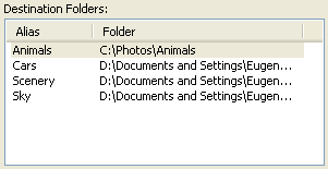 destination folder automatically ace selected note