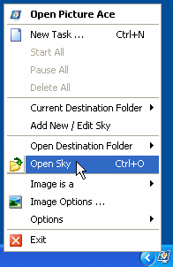 Opening destination folder